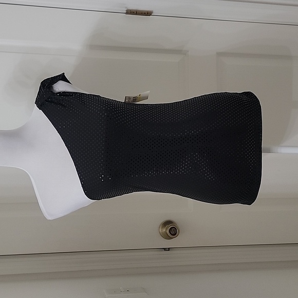 Love Tease Size M Black with Black Flat Sequins Single Shoulder Sleeveless Top - Picture 2 of 13